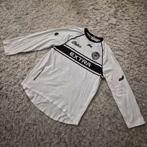 ☆5/$15☆H&M Divided “EXTRA” Racing Long Sleeve Shirt | White & Black | XS